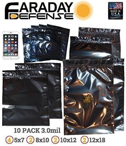 (10) Faraday Cage EMP/ESD Bags Complete 10pc Large Kit Yellow Shield - Survivalists/Preppers