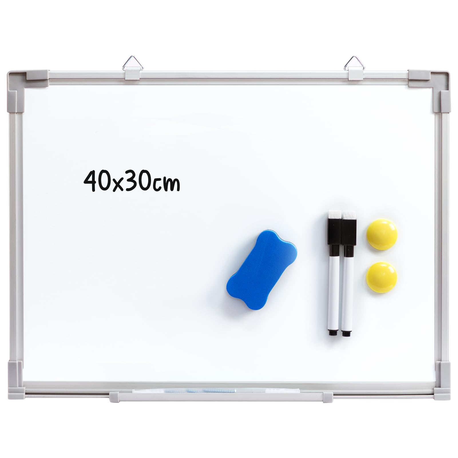 DOEWORKS Magnetic Whiteboard 40 x 30cm, Double Sided Dry Erase White Board, Hanging A3 Whiteboard for Home School Office
