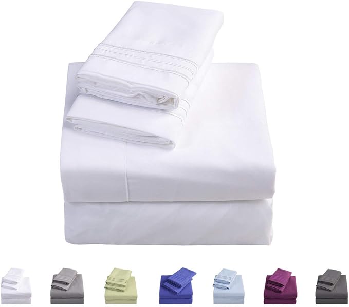 Twin Sheets Set 4 Pieces Bed SheetsMicrofiber Super Soft 1800 Series