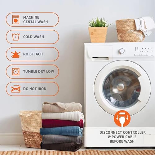 Heated Blanket Electric Throw 130x150cm, Soft Flannel Heating Blanket with 6 Heat Levels & Auto Off, Fast Heating Machine Washable for Home Office