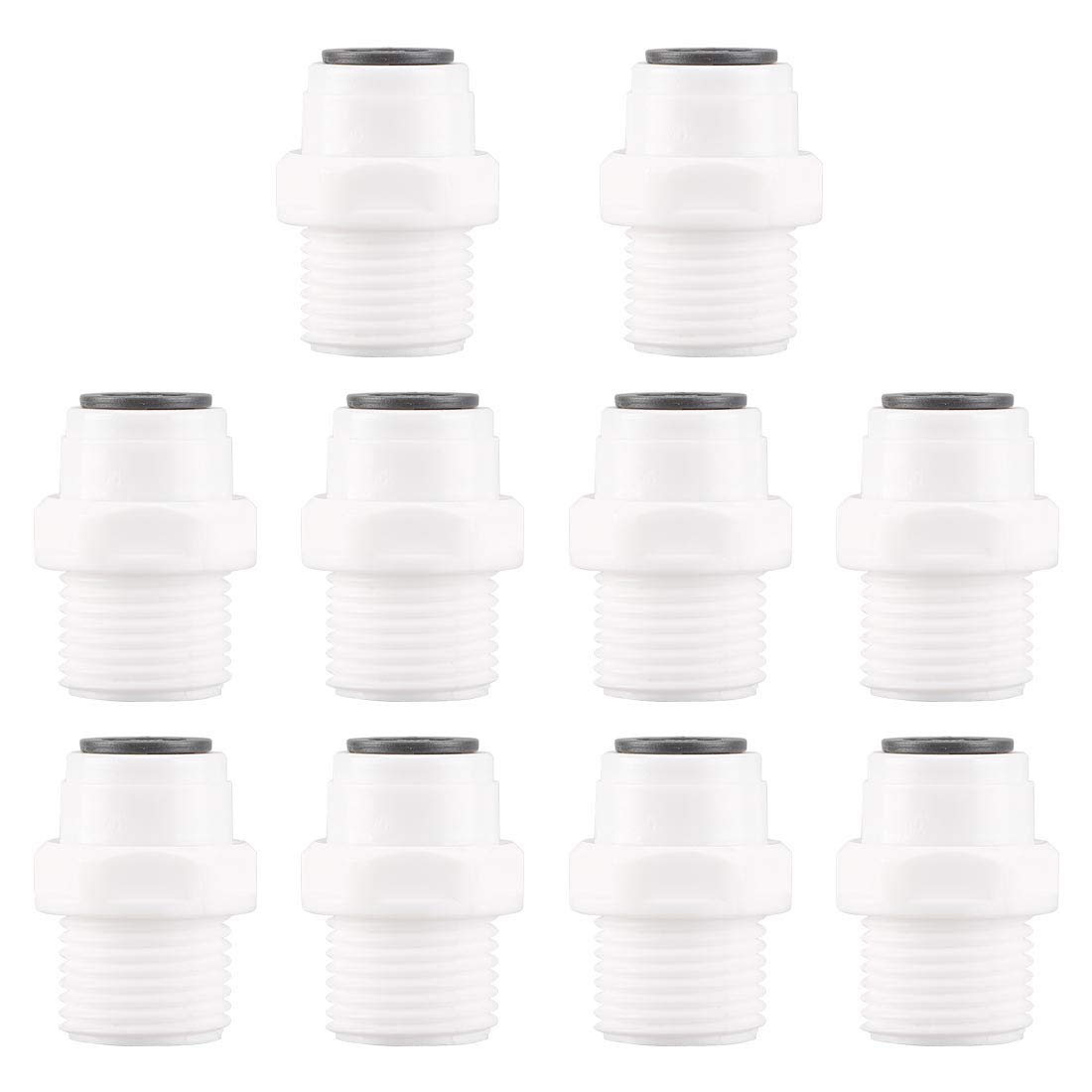 sourcing map 1/2 Inch BSP Male - 3/8 Inch Tube OD Straight Quick Connect Water Purifiers Tube Fittings Push in to Connector Filter Tube Quick Connector for RO Reverse Osmosis System 10pcs