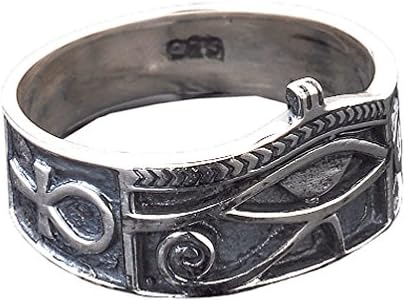 CaliRoseJewelry Sterling Silver Eye of Horus Ankh Ring with Antique Finish