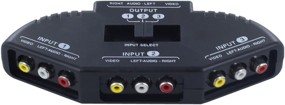 Fosmon A1602 RCA Splitter with 3-Way Audio, Video RCA Switch Box + RCA Cable for Connecting 3 RCA Output Devices to Your TV: Electronics