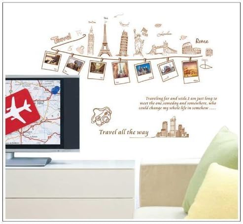 Good Life Travel ALL the Way Word Picture Frame of World Traveling Wall Sticker for Sitting Room Decor