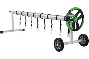 CU ALIGHTUP Outvita Pool Cover Reel 18 FT Solar Cover Reels Set for Inground Outdoor Swimming Pools, Aluminum Solar Above Ground Pool Cover Roller Blanket Reel, Black & Green