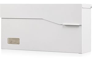 xydled Mailbox Wall Mount Door Mailboxes for Outside, Large Steel Hanging Metal Mailbox, Modern Post Box Package Parcel Drop Box for House Home, Textured White, 14.56''x7.1''x4''