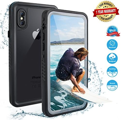 iPhone X Case, iPhone X Waterproof Case, iPhone X Shockproof Cases With Underwater Full Body Protective Cover Dustproof Snowproof Support Wireless Charging For iPhone X/iPhone 10 (Black/Gray)