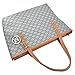 Micom Casual Signature Printing Pu Leather Tote Shoulder Handbag with Metal Decoration for Women (Blue)