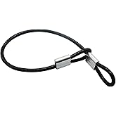 Floyutin 5 Pcs 4mm Wire 24 inch Vinyl Coated Stainless Steel Cable with Loops Short Wire Rope Lanyard Lock Security Chain Link for Outdoor Gates, Black(4mm x 24inch)