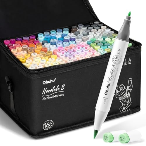 Ohuhu Alkoholmarker 168 Pinsel & Fein Kunstset Nachfüllbar