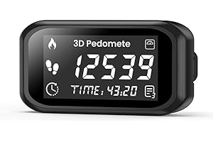 KESNEY 3D Pedometer for Walking, Accurate Step Counter with LCD Display for Step Calorie Tracker Clip-On Wearable Pedometer Daily Activity Data Monitor Rechargeable Portable Fitness Tracker Device
