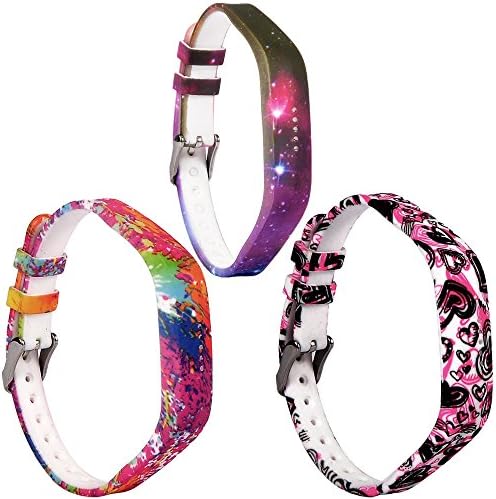 Fitbit Flex 2 Bands,WISHTETA Silicon Replacement Band for 2016 Fitbit Flex 2 Sports Classic Fitness Replacement Accessories Wrist Band (3PCS-FLOWERS-03)