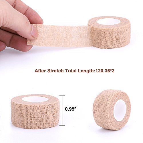 Self-Adhesive Cohesive Wrap Bandage Flexible Stretch Tape Athletic Strong Elastic First Aid Tape for Wrist, Ankle Sprains, Swelling 12 Packs, 1Inch X 5Yards