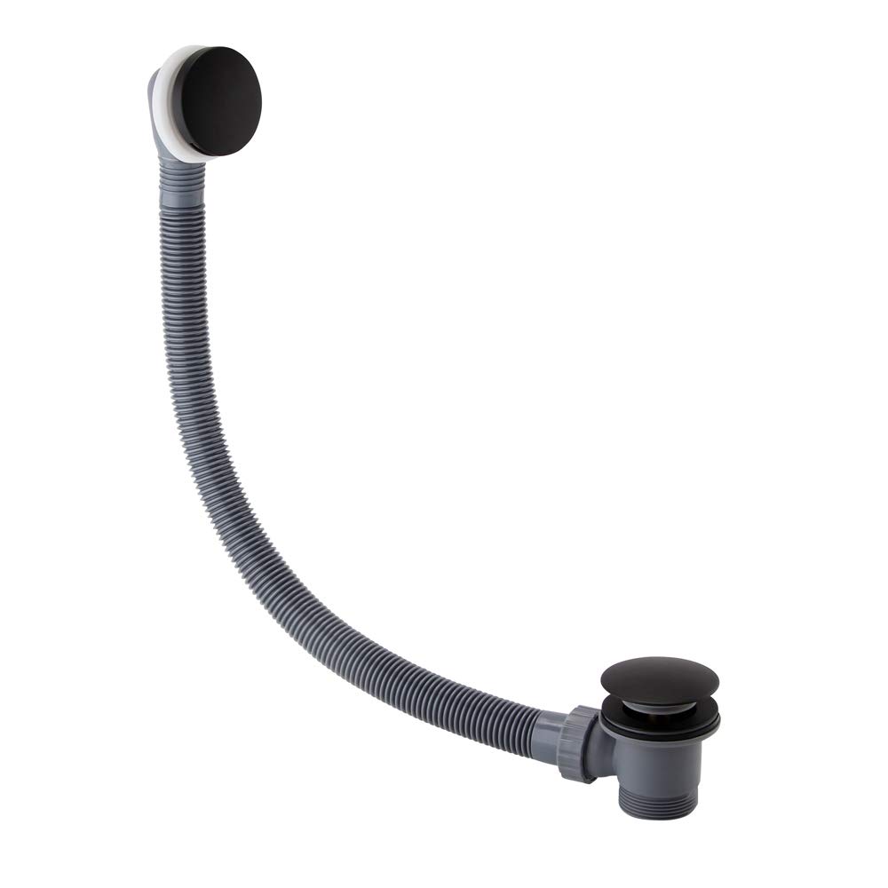 Black Sprung Plug Bath Waste Click Clack Overflow