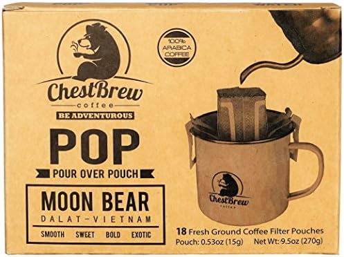ChestBrew POP (Pour Over Coffee Pouch) Vietnamese Coffee. Strong Single Serve - 18 Brewers