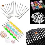 Glam Hobby 20pc Nail Art Manicure Pedicure Beauty Painting Polish Brush and dotting Pen Tool Set For Natural, False, Acrylic and Gel Nails