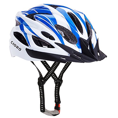 GIORO Ultralight Adult Cycling Bike Helmet for Men Women Specialized Road Urban Mountain Bicycle Safety Protection Certified with Removable Visor and Quick Release Adjustable Strap (Blue & White)