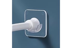 2Pack Shower Curtain Rod Holder, 3M Adhesive Tension Curtain Rod Bracket No Drilling, Universal ABS Plastic Shower Rod Retain