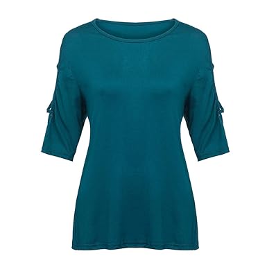 TWIFER Sommer T-Shirt Damen O Neck Reine Farbe Kurzarm Easy Tee Shirt Bluse Tops