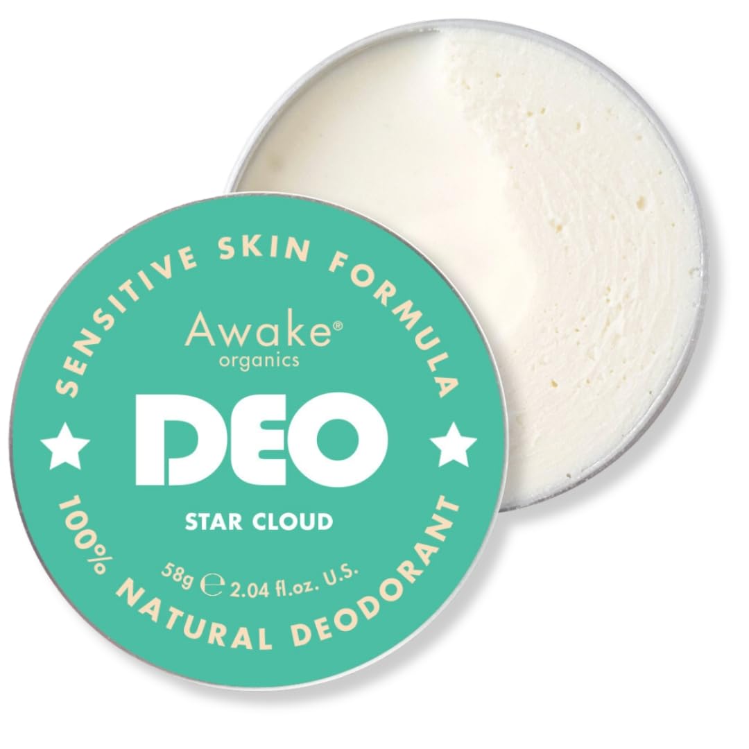 Awake Organics DEO - Natural Plastic Free Deodorant Balm - Star Cloud - Gentle & Unscented for Sensitive Skin - Aluminium Free - Bicarb Free - Vegan - Made in England - 58g