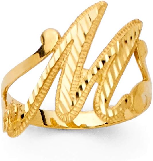 FB Jewels 14K White and Yellow Gold Initial Letter Fashion Anniversary Ring