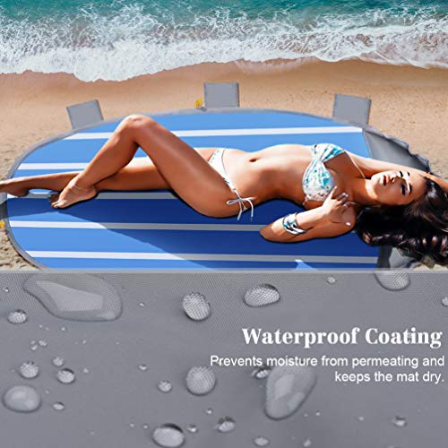 RUNACC Sand Free Beach Blanket, 2-in-1 Waterproof Picnic Outdoor Mat Sleeping Pad, Integrated Inflatable Pillow Design for Travel Camping Hiking, 7.02´ x 3.08´ ft