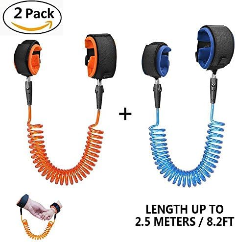 Baby Child Anti Lost Wrist Link 2pcs Safety Velcro Harness Strap Rope Leash Belt for Toddler Walking Hand Belt by Niubity Blue Orange