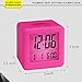 Plumeet Easy Setting Digital Travel Alarm Clock with Snooze, Soft Nightlight, Large Display Time & Month & Date & Alarm, Ascending Sound Alarm & Handheld Sized, Best Gift for Kids (Hot Pink)