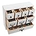 MyGift Small White Shabby Chic Wood Library Card Catalog Style Storage Cabinet / 8 Drawer Jewelry Organizer