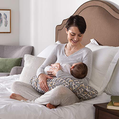 Boppy Original Nursing Pillow Cover, Gray Giraffe, Cotton Blend Fabric with Allover Fashion