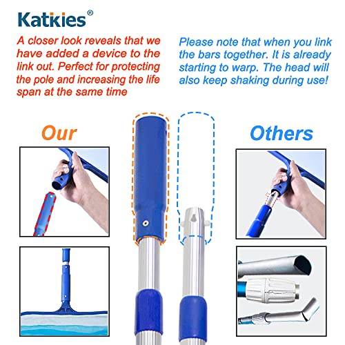 katikies Telescopic Aluminum Pole 4Foot Pool Skimmer Net with Pole for