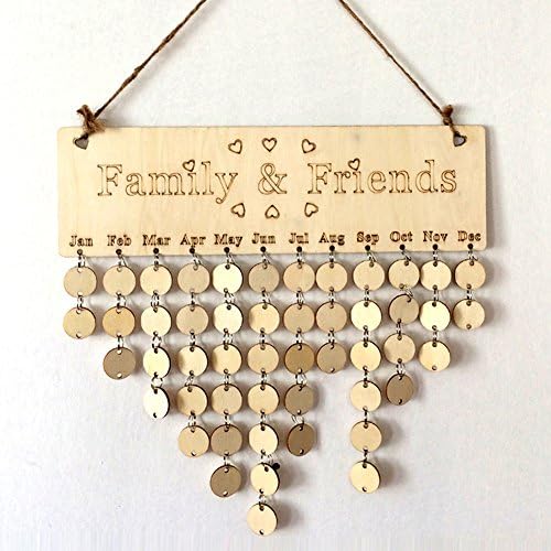 den Calendar Family Crafts Plaque Literal Style Birthday Gift Wall Hanging Celebrations Signboard DIY Love Office Reminder Multi-Shaped Friends(40 12 0.4cmTree Yellow)