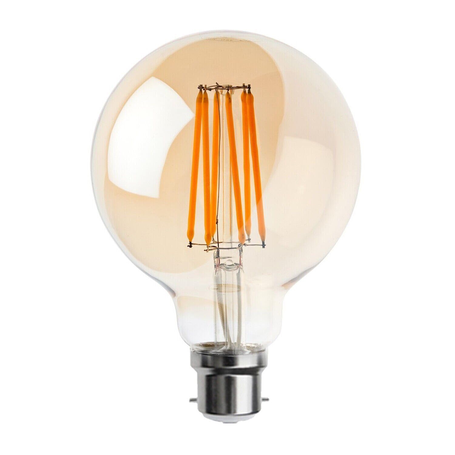 Retro Vintage LED Dimmable Globe Edison Style Filament Bulb Smoked Gold Glass E27/B22 Edison Screw [Energy Class A+] (G95 8W, B22)