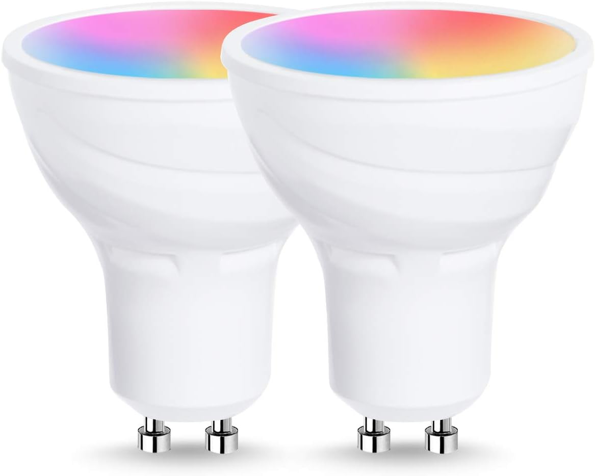 GU10 LED Smart Light Bulbs, LOHAS GU10 Color Changing WiFi Light Bulbs, Dimmable Warm White 50W Halogen Bulbs Replacement for Track Light, Works with Alexa, Google Home, Siri (No Hub Required), 2Pack