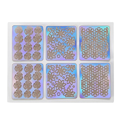 Nail Stickers,LtrottedJ 12 Sheets New Nail Hollow Irregular Grid Stencil Reusable Manicure Stickers