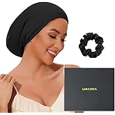 100% Mulberry Silk Bonnet for Sleeping Women Men, Real Silk Lined Sleep Cap with Adjustable Strap, Hair Wrap Slouchy Beanie for Curly Hair