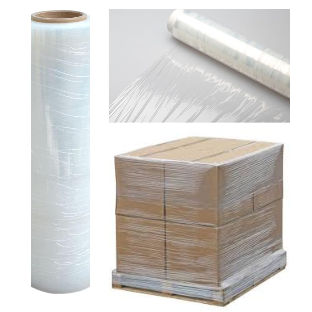 1 Roll Clear Pallet Wrap Stretch Film Shrink Wrap, Strong & Secure Packaging Plastic Cling Film, Moisture & Water Proof, Ideal for Parcel Packing, Moving House & Furniture, 20 Microns 400mm x 250m