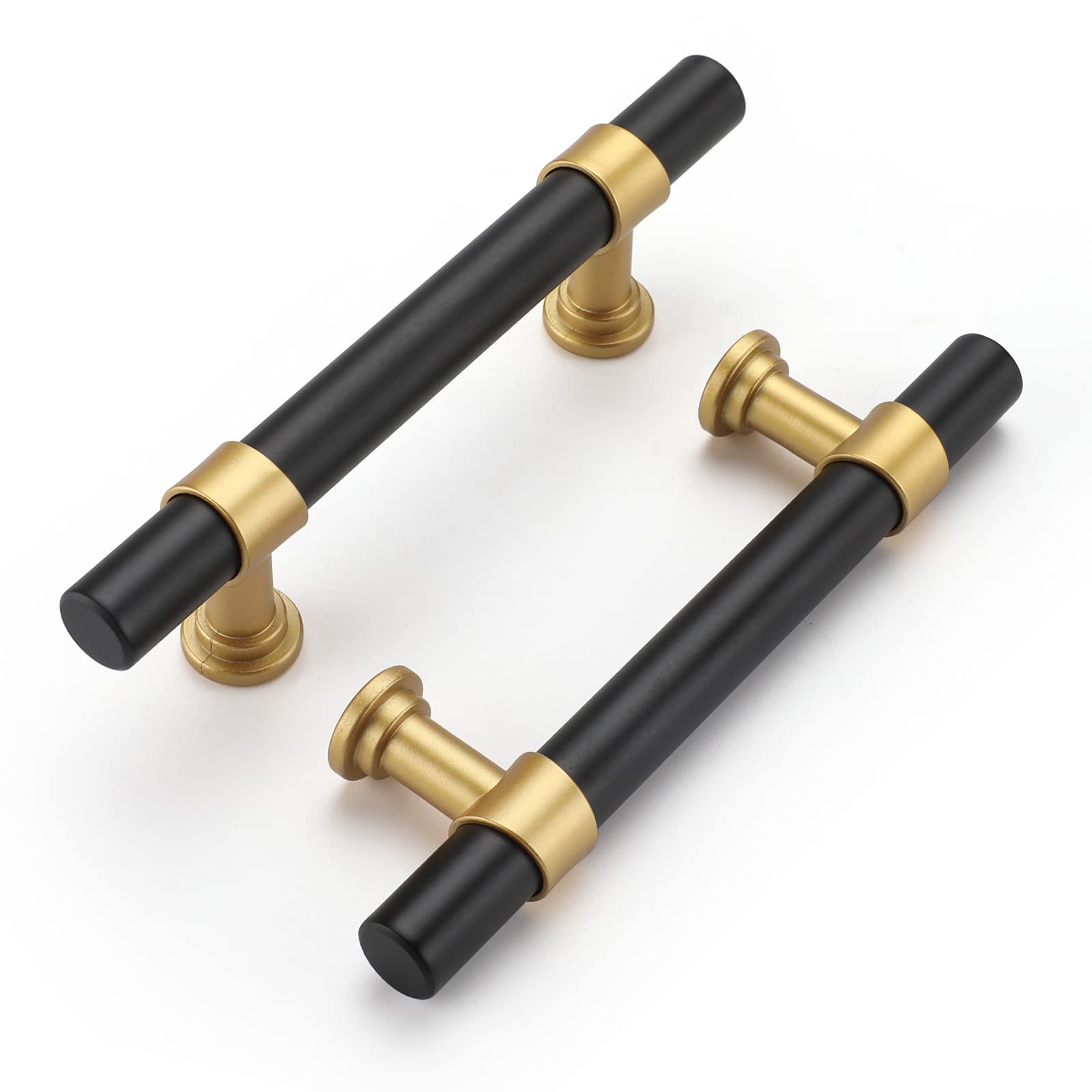 Photo 1 of Haliwu 10 Pack Black Cabinet Pulls Black&Gold Cabinet Handles, Barrel Gold Dresser Drawer Pulls for Kitchen Hardware,3 inch