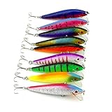 Hengjia 9pcs/lot Saltwater/freshwater Plastic Deep Diver Sinking Lure 3d Eyes 9 Colors Fishing Bait Laser Minnow Fishing Lures with Two VMC Treble Hooks 9cm 10g