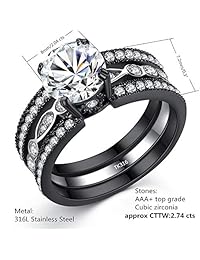 MABELLA - Anillo de boda de 2,7 quilates con circonita cúbica blanca de corte redondo para mujer, talla 5-11