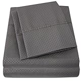 1500 Supreme Collection Bed Sheets - 4 Piece Bed Sheet Set Deep Pocket & LOW PRICE, SINCE 2012 - Wrinkle Free Hypoallergenic Bedding - SATEEN SHEETS - CHECKERED DOBBY - King, Gray