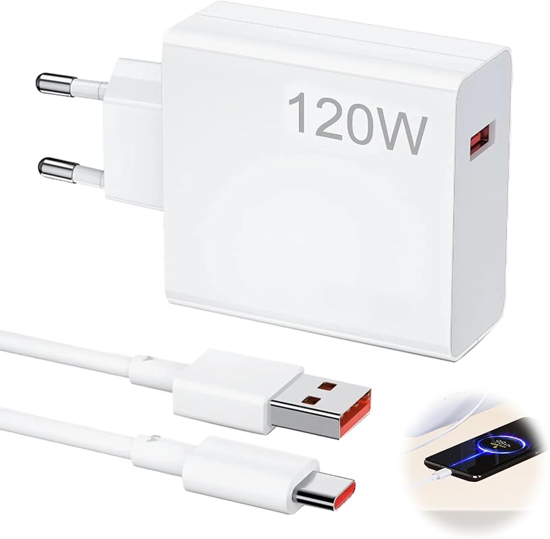 Chargeur pour Xiaomi 120W avec Câble USB-C 2M, Chargeur Type C, Chargeurs pour Téléphones Portables pour Xiaomi 15/14T Pro/14 Ultra/13T Pro/12T/13 Pro/12 Pro/POCO X7 Pro/F6 /X4 GT Pad 7 6 — photo 1 sur 7