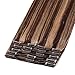 Double Weft 100% Remy Human Hair Clip in Extensions Highlight 14''-22'' Grade 7A Quality Full Head Thick Long Soft Silky Straight 8pcs 18clips (18 Inch 140g,#4/27 Medium brown/Dark Blonde)