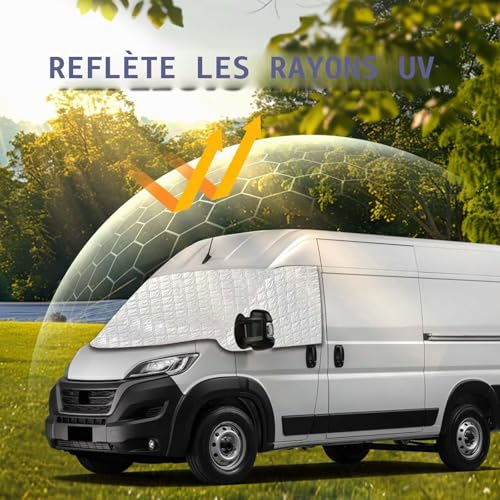 Windshield Cover for Fiat Ducato/Opel Movano/Citroen Jumper X250/290 2006-2023 UV Protection Ice Frost Rain Dust Windows Leaf Drop