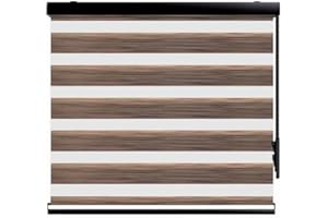 Wymo Zebra Blinds for Windows, Dual Layer Sheer Light, with Manual Control Stick, Day Night Privacy Light Filtering Fabric (B