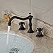 Rozin Widespread 3 Holes Bathroom Sink Faucet Dual Cross Knobs Mixer Tap Oil Rubbed Bronze