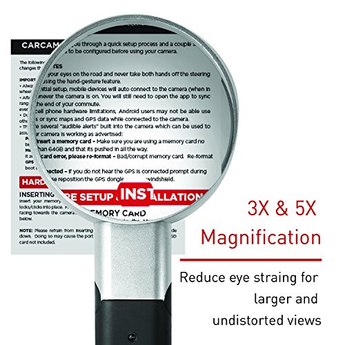 Securityman Hand Held Magnifying Glass with Light and Stand (2 Bright LEDs) 3X 5X Illuminated Magnifier Lens for Seniors, Reading, Macular Degeneration, Maps, Jewelry, Repair, Hobbies & Stamps, etc. - Thumbnail 3