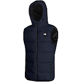Gleemyth Mens Lightweight Puffer Vest with Hood Sleeveless Winter Jacket Water-Resistant Down Alternative