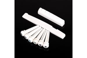 Acoustic Guitar Bone Nut and Saddle Set with 6 Bone Bridge Pins for 6-String Acoustic Guitars – Includes Nut (43mm × 6mm × 8.