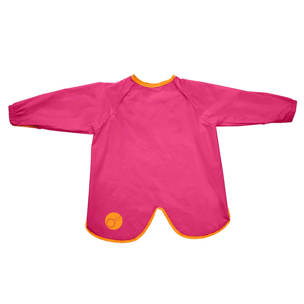 b.box Waterproof Large Smock Bib with Long Sleeve and Machine Washable (Strawberry Shake)
